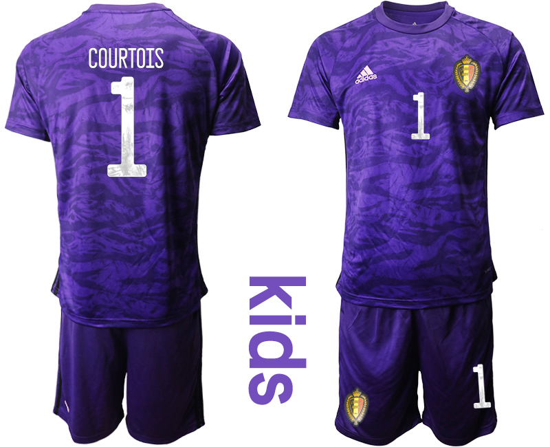 2021 European Cup Belgium purple goalkeeper Youth #1 soccer jerseys